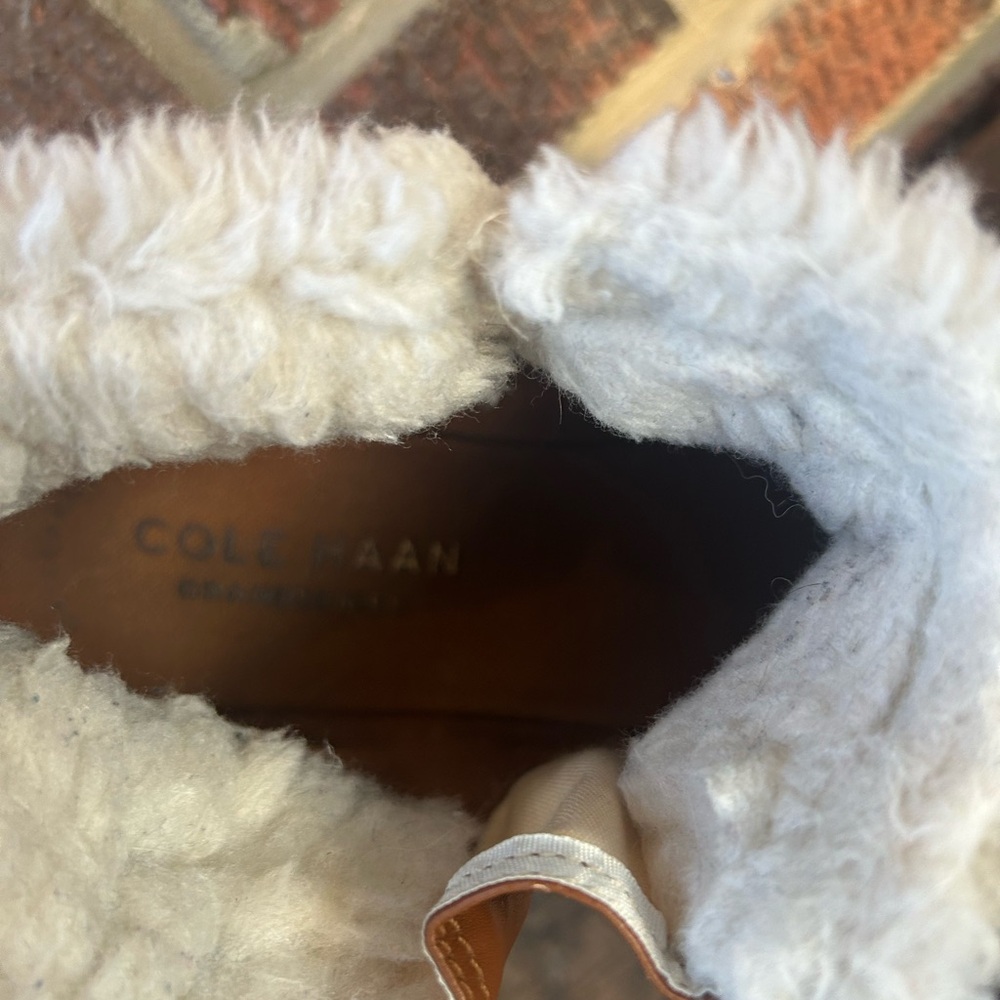 Cole Haan Womens 9 Grandpro Rally Camel Zip Ankle Winter Booties Shearling - Picture 7 of 8